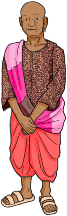 カンボジアの仏教徒の年配女性のイラスト